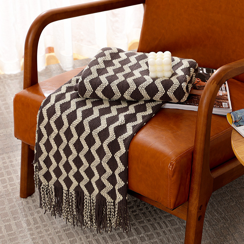 Throw Blanket Chunky Knit - 50x60인치 그레이 니트 담요, 태슬 장식