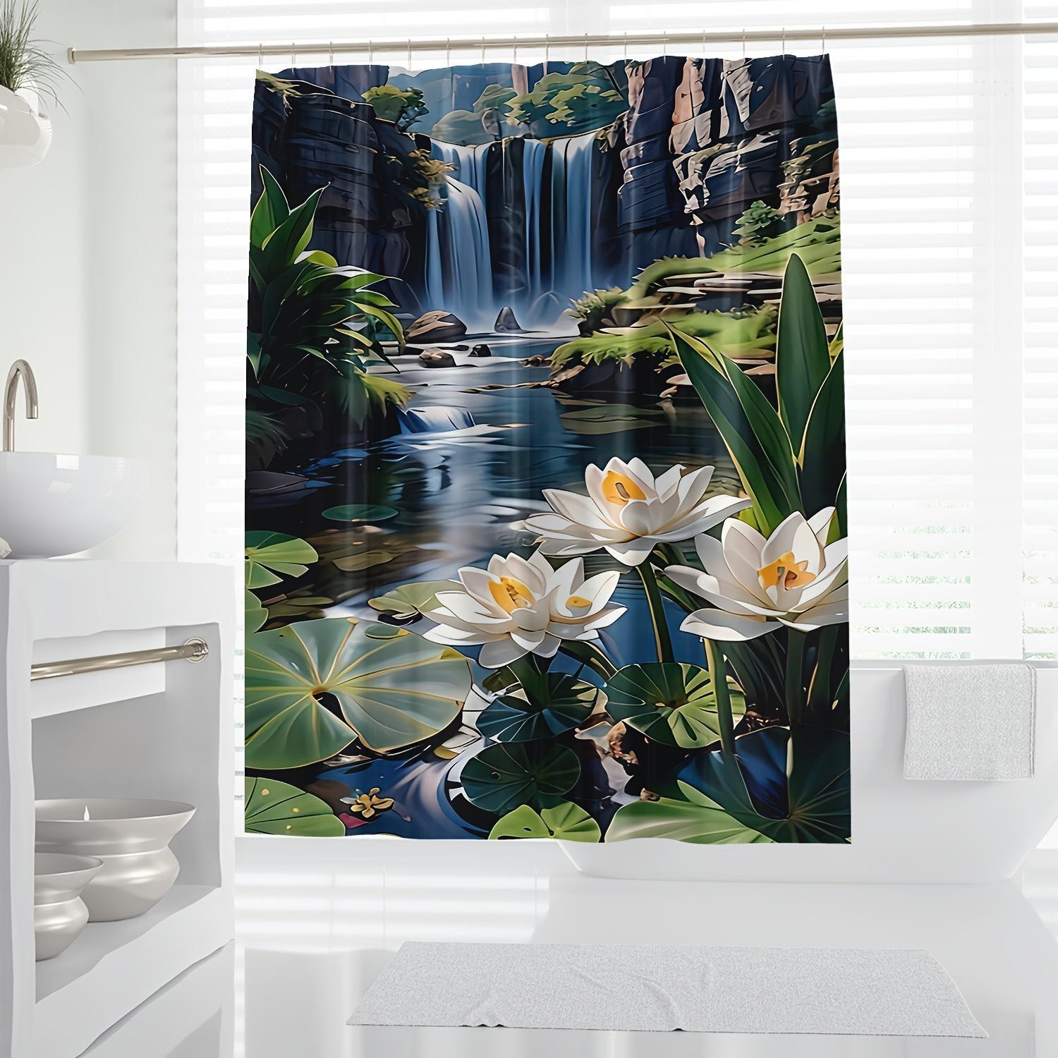 Home Textiles Luxury Curtains - 방수 폴리에스터 샤워 커튼 열대 폭포