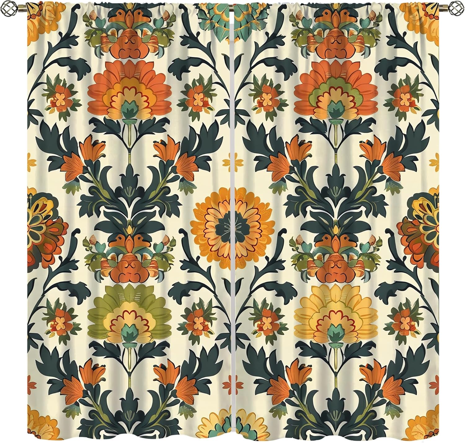 Home Textiles Luxury Curtains - 럭셔리 꽃무늬 커튼 폴리에스테르 장식 커튼