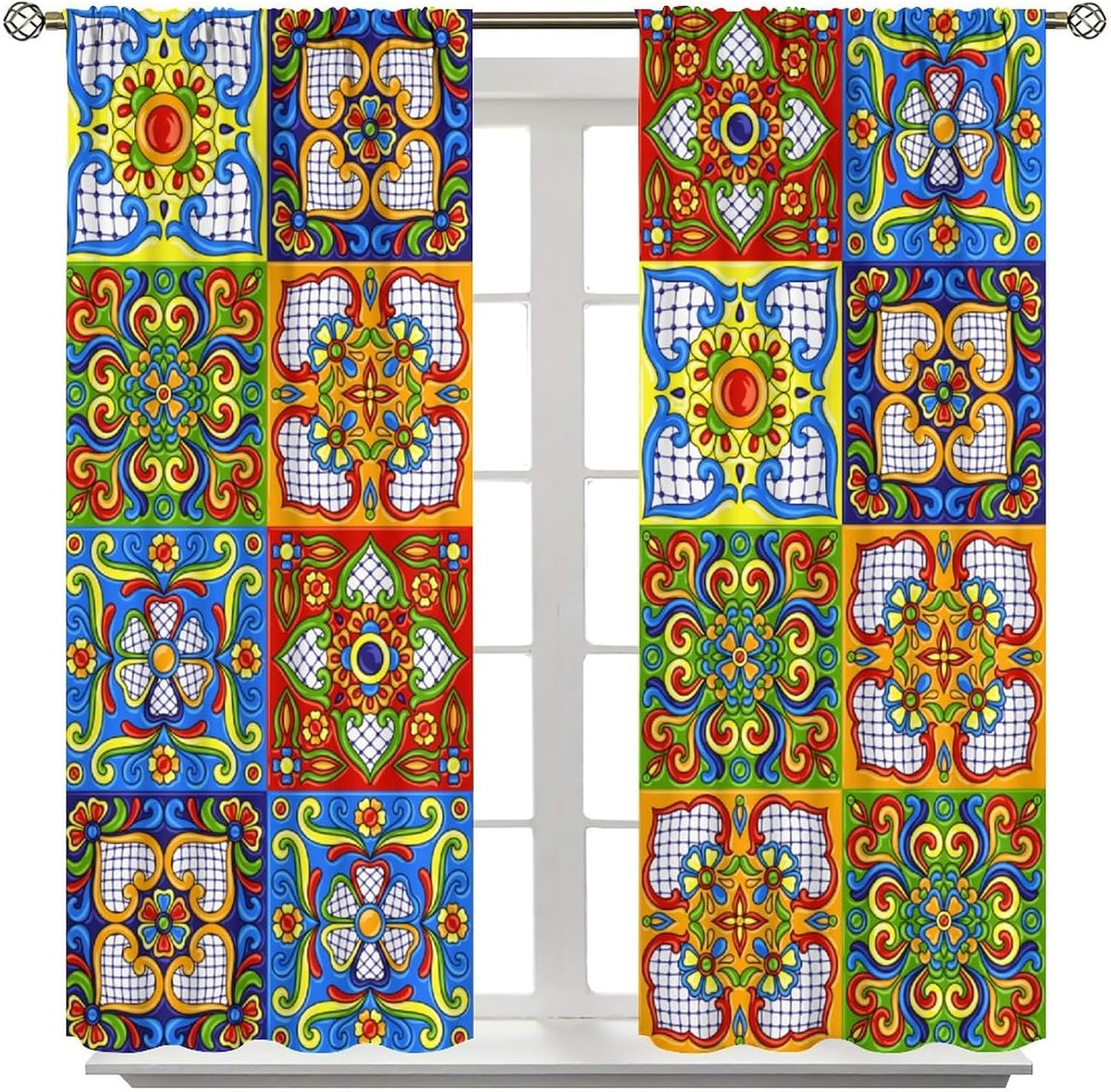 고급스러운 보헤미안 모로코 무늬 타일 커튼 거실 침실  - Home Textiles Luxury Curtains 리뷰 및 가격