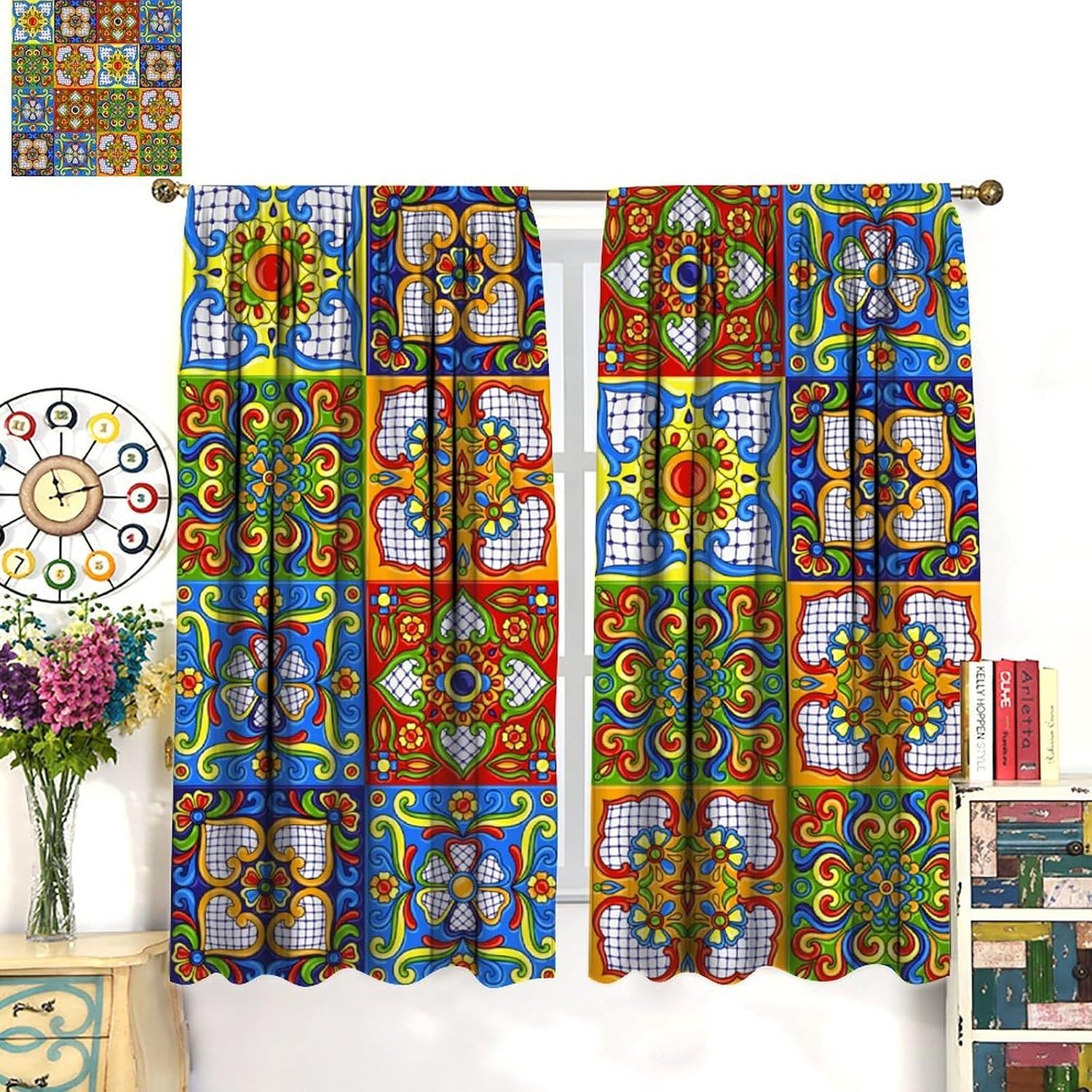 고급스러운 보헤미안 모로코 무늬 타일 커튼 거실 침실  - Home Textiles Luxury Curtains 리뷰 및 가격