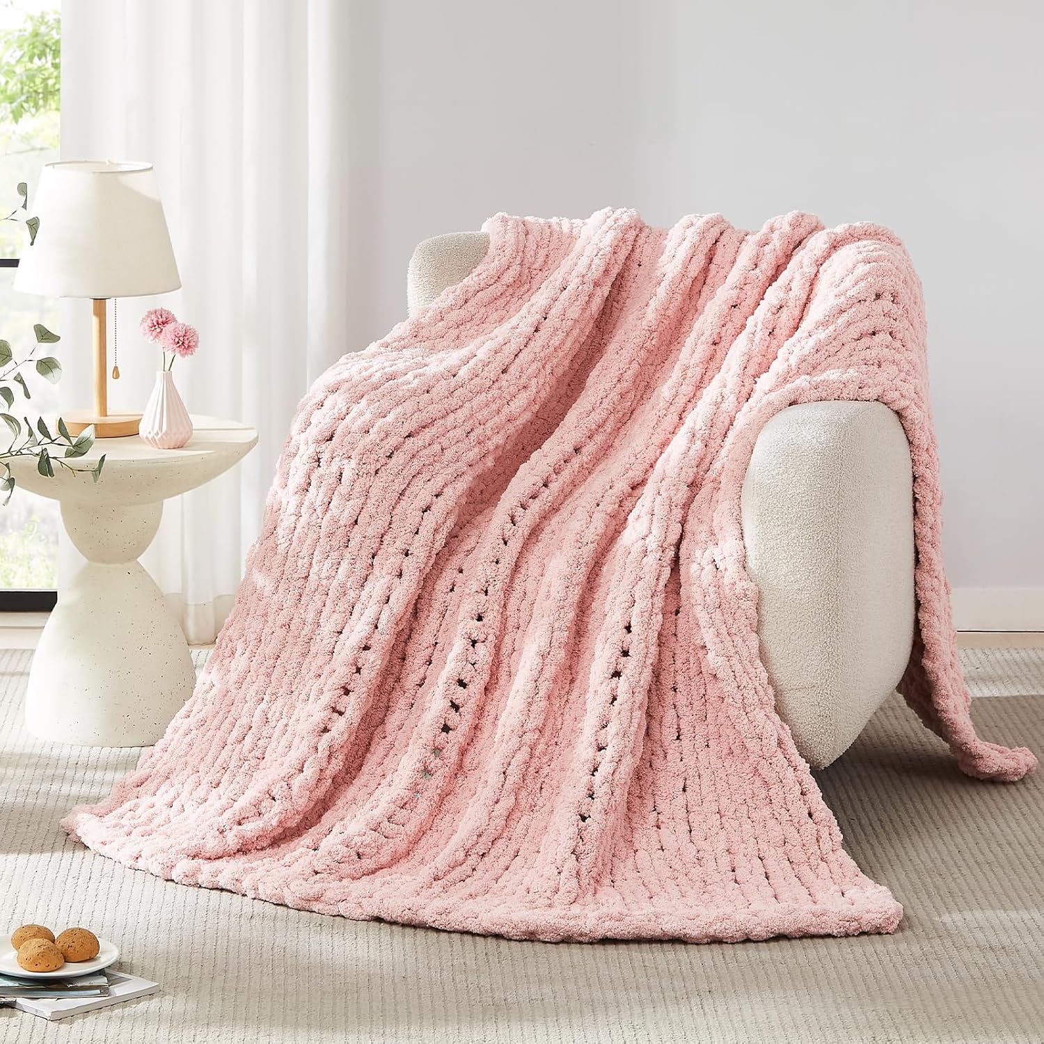 Chunky 니트 담요 던지기 셔닐 실 Chunky 니 - Throw Blanket Chunky Knit 리뷰 및 가격