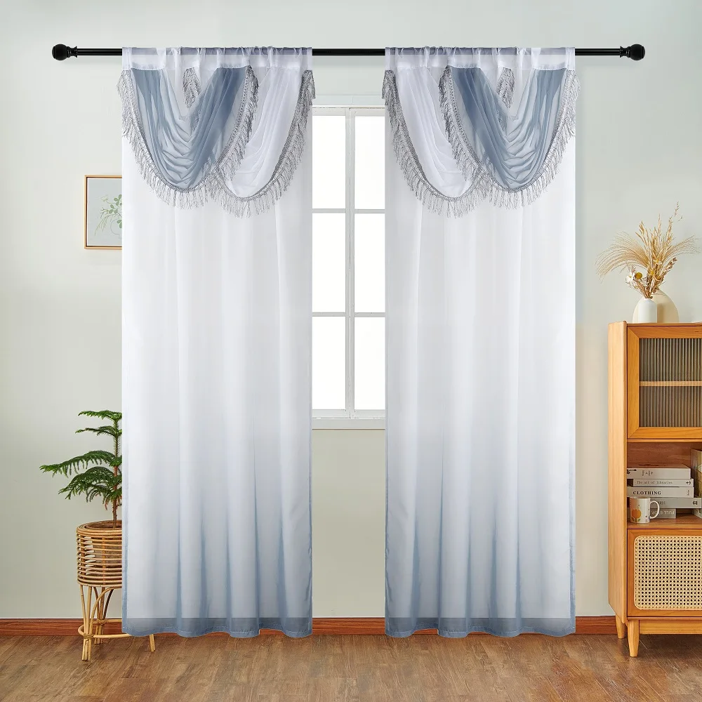 NAPEARL 블루 커튼 헤드 웨이브 커튼, 유럽 스타 - Home Textiles Luxury Curtains 리뷰 및 가격