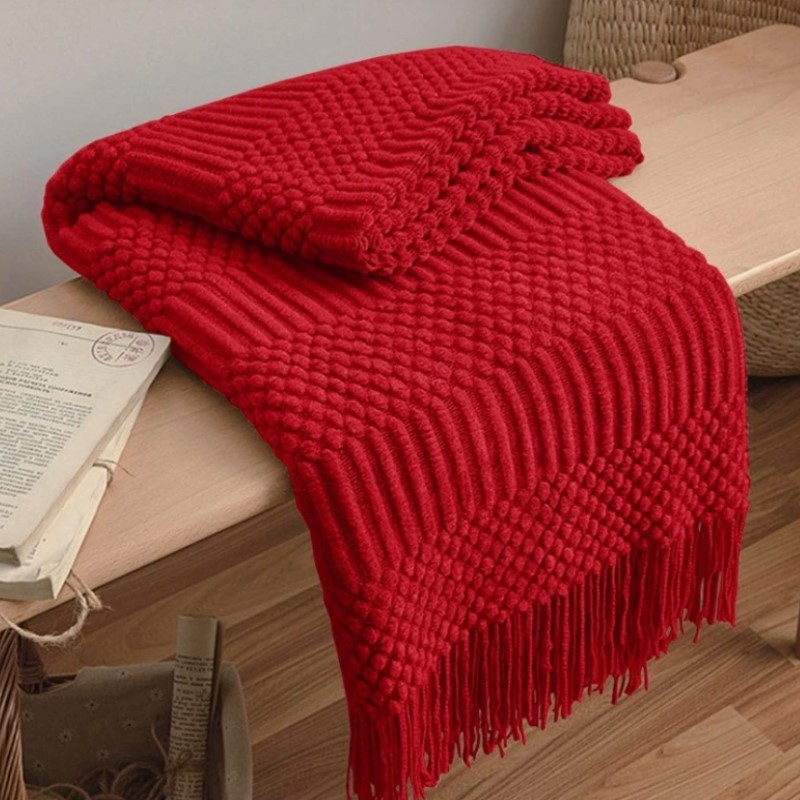 레드 보헤미안 스타일 두꺼운 니트 담요 텍스처드 빈티지 - Throw Blanket Chunky Knit 리뷰 및 가격