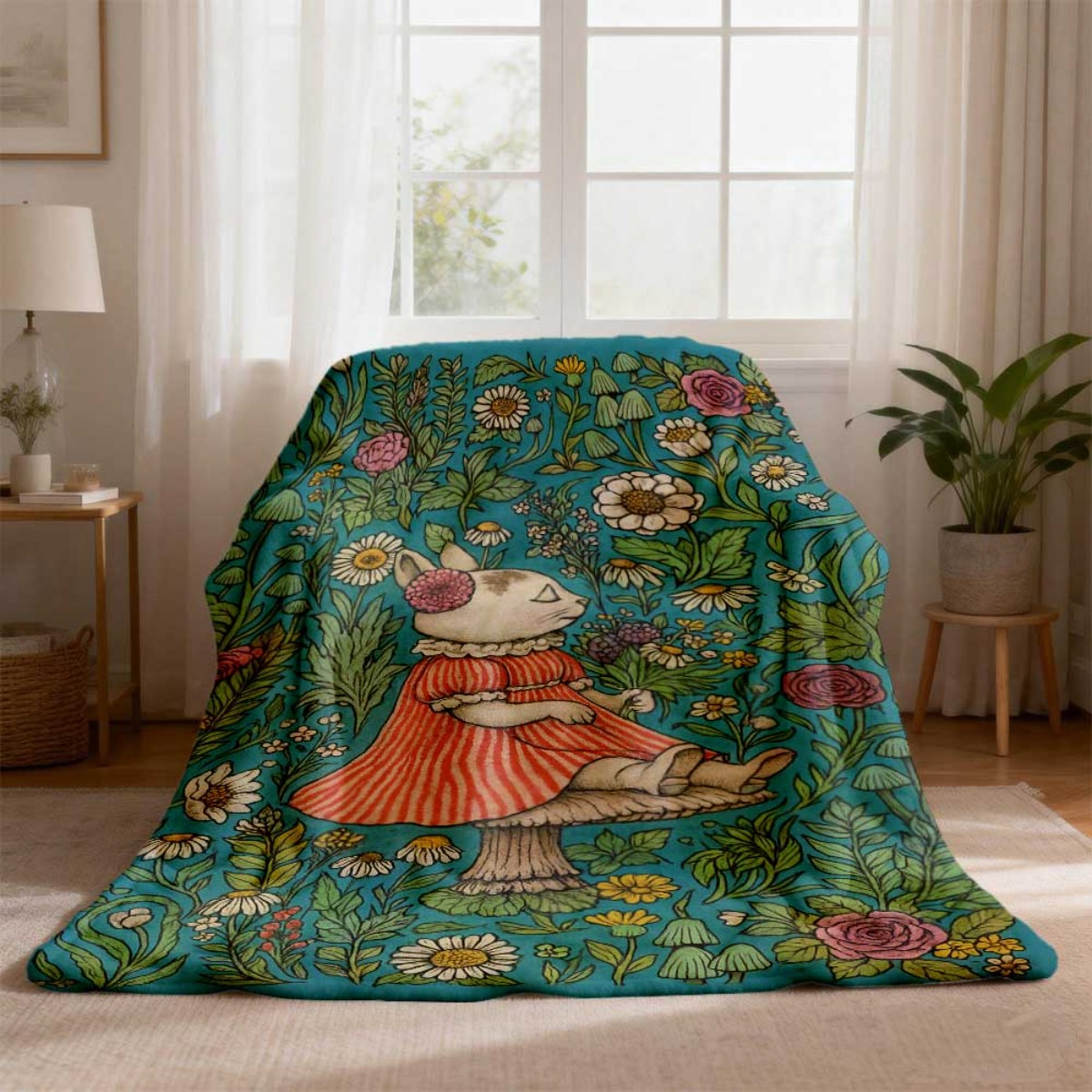 기발한 꽃무늬 토끼 담요 150x200cm 코티지코어  - Throw Blanket Chunky Knit 리뷰 및 가격